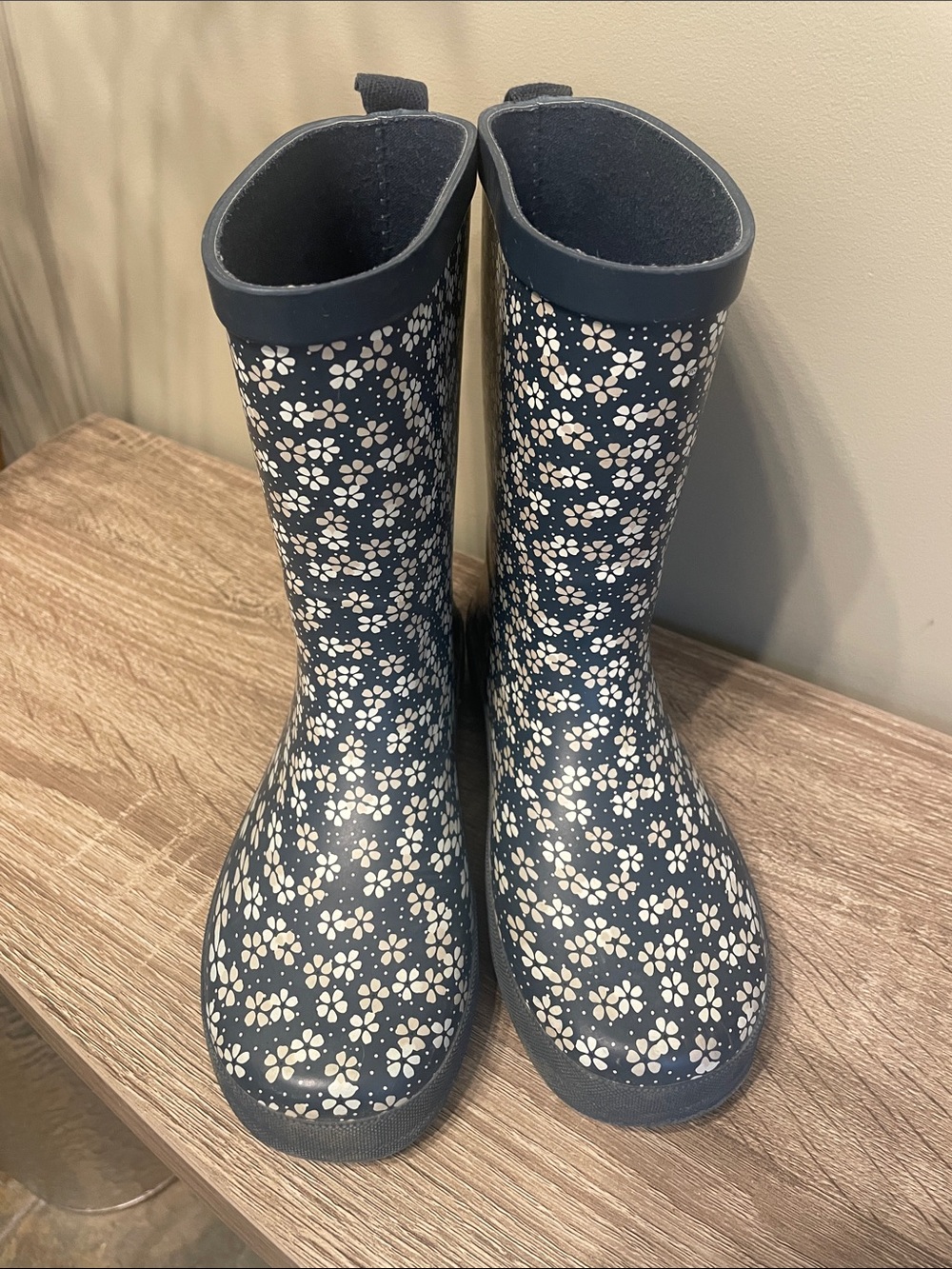 Rylee + Cru Navy Floral Kids Rain Boots